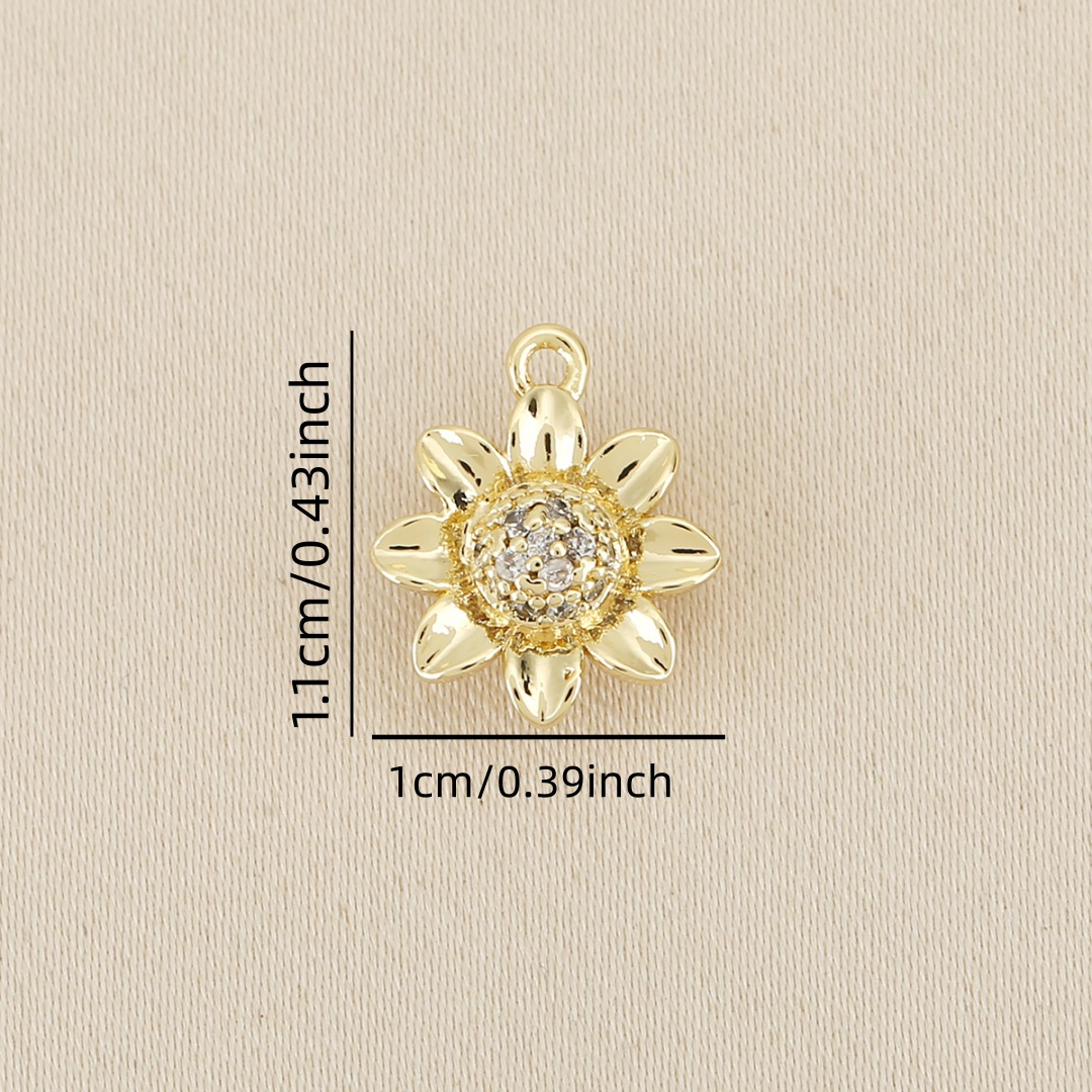 3pcs Floral Shaped Copper Inlaid Zirconia Pendant Set