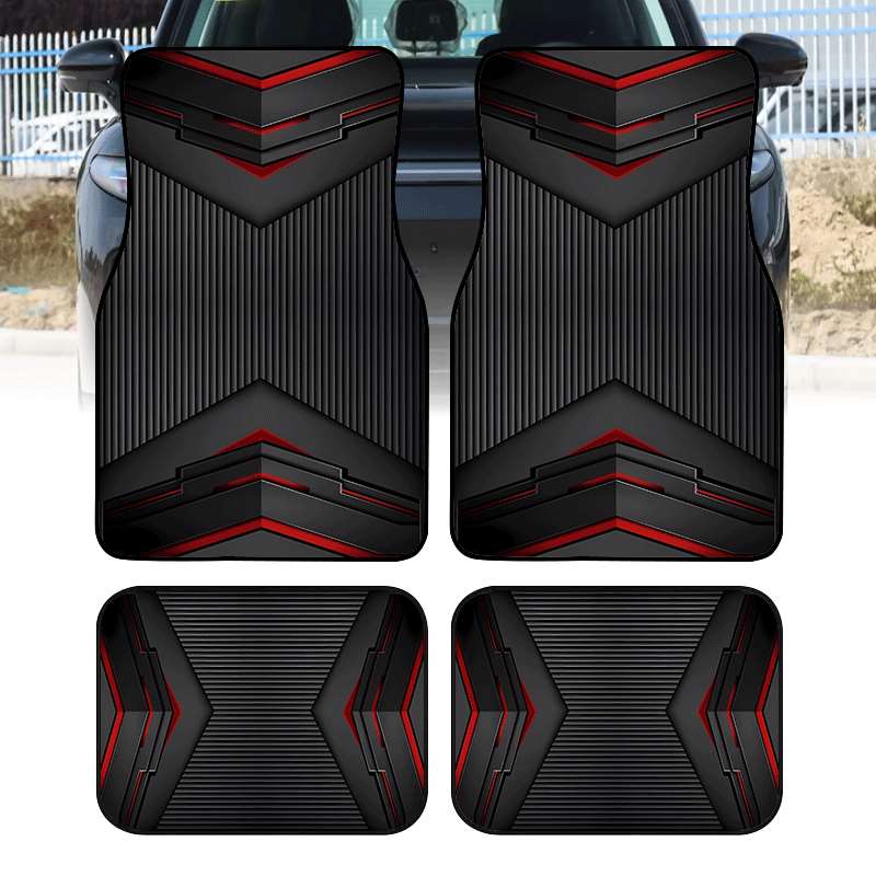 TEMU [2d Flat Printing] 2pcs/4pcs Cool Printed Car Floor Mats - Durable Polyester Floor Mats, Safe And Practical, Ideal Gift , Long-lasting, Suitable