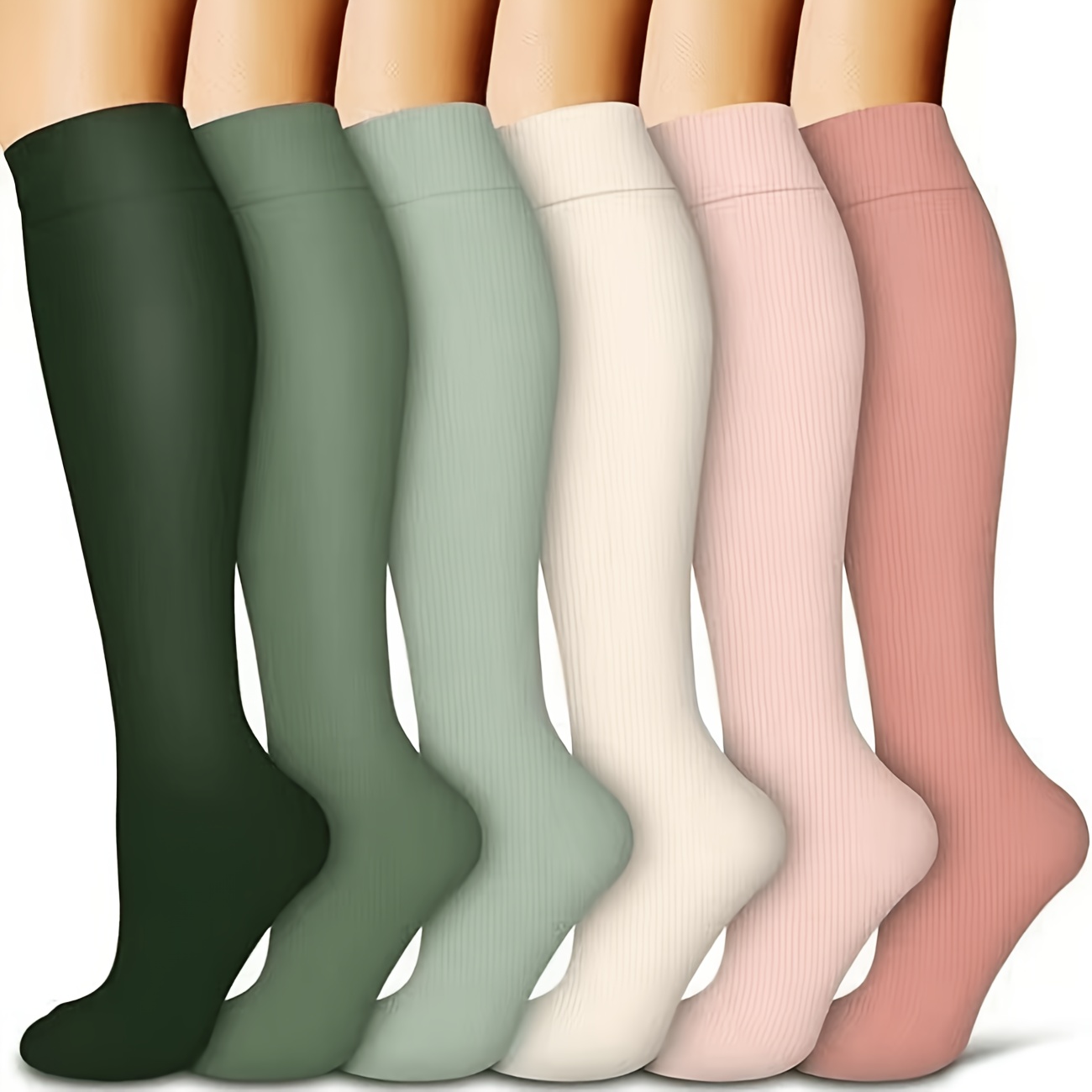 TEMU 3 Pairs Copper Fiber Compression Socks, Smooth Fabric, 10-20mmhg Over-the-knee Support Socks, Suitable For Running, Yoga, Rock Climbing And
