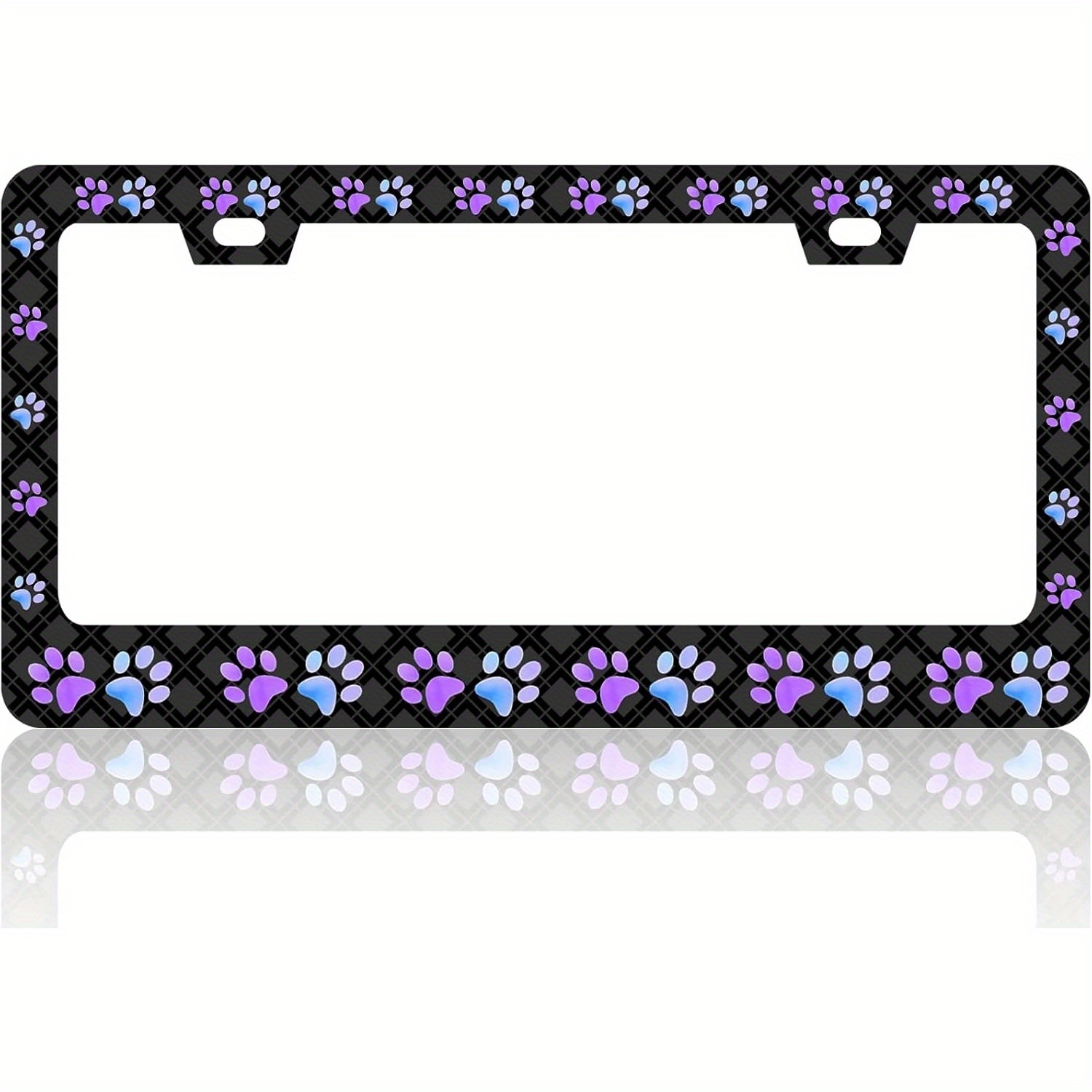 TEMU [ ] 2d Flat [] 2d Flat [] 2d Flat Aluminum Paw Print License Plate Frame - 30.99x16.0 Cm, Pet Themed Car Decoration, Suitable For Cats And Dogs,
