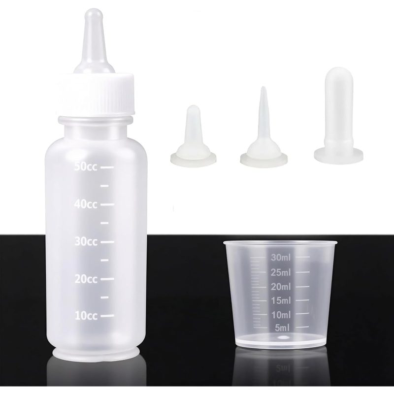 Pet Feeding Bottle Set, Pet Nursing Bottle, Nipples, Feeder Kit Small Animal, Newborn Puppies And Kittens, Rabbit, Squirrels (White)