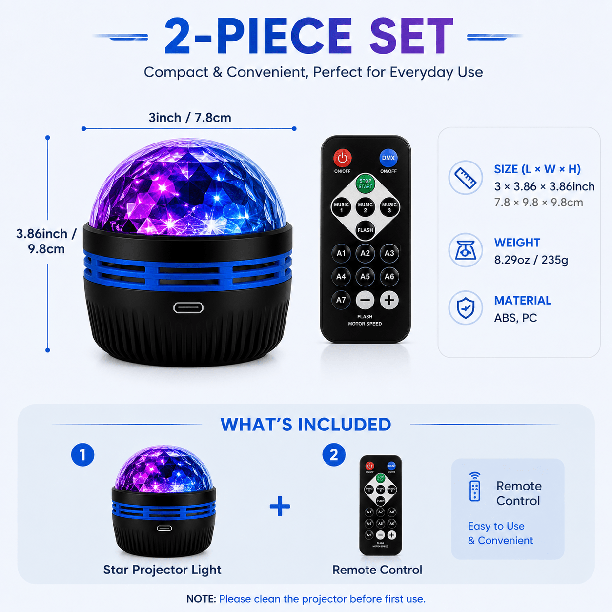 TEMU Star Projector Lights Bedroom, Holographic Night Light Projector With Remote Control, 6 Color , Usb Powered Aurora Starry Sky Lamp For Bedroom,