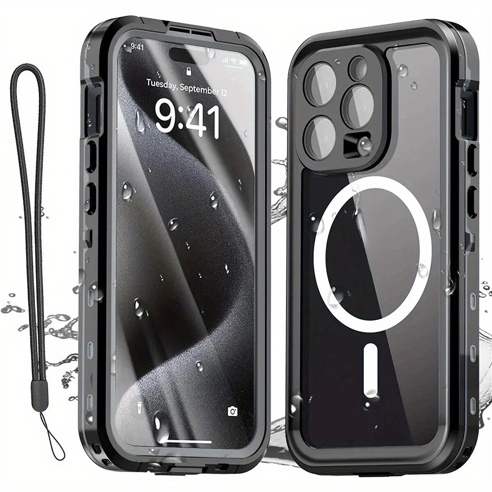 phone case ip68 case compatible for iphone 13 14 15   pro max shockproof sturdy cases with magnetic charging 360 cover outdoor snorkeling casing outdoor sports swimming diving cover for iphone 16 plus