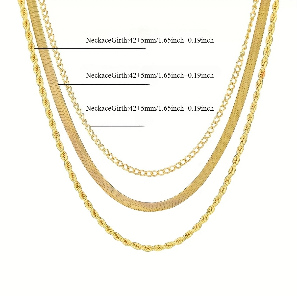 Women's 18K Gold Plated Layered Stainless Steel Necklace Set