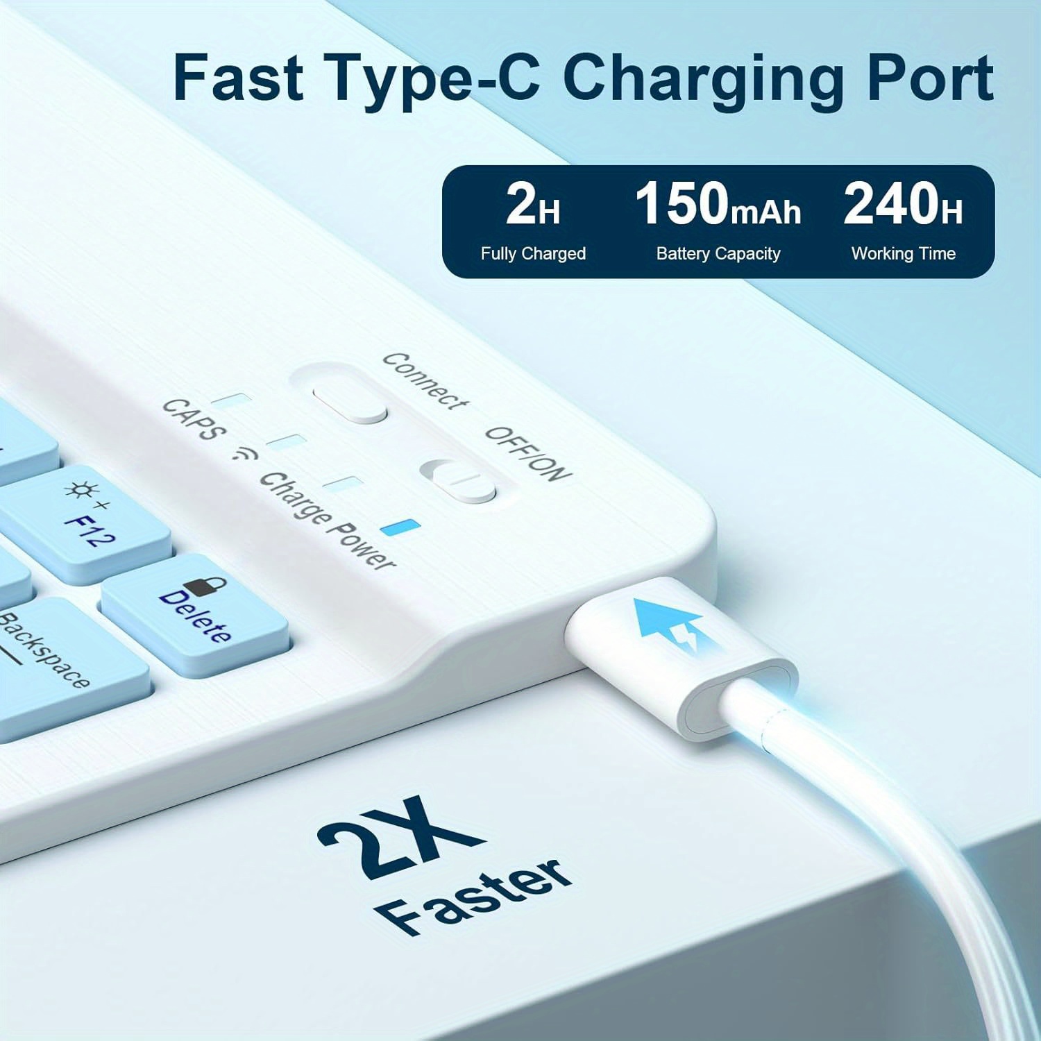 iPad 10th Generation Case with Keyboard, Multi Angle Adjustable Detachable Wireless Keyboard, Folio Keyboard Cover with Pencil Holder, Soft TPU Back Easy to Clean Case, for iPad 10.9in 2022