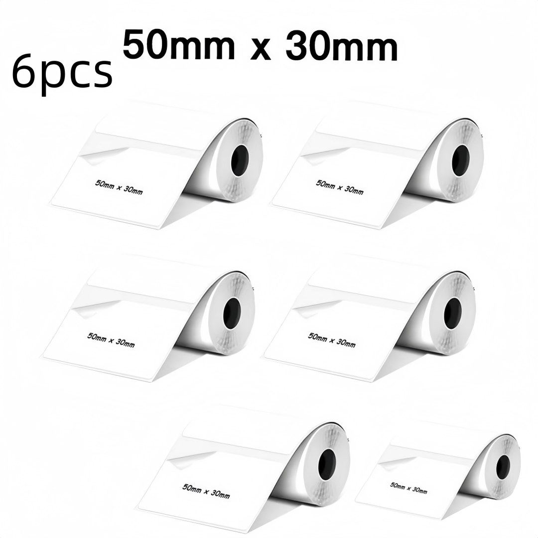 TEMU 5/6 zvitkov praznih belih kvadratnih nalepk, na voljo različne velikosti 30X20Mm/ 50X30Mm/ 40X30Mm/ 50X50Mm/ 50Mmx80Mm, združljive s prenosnimi