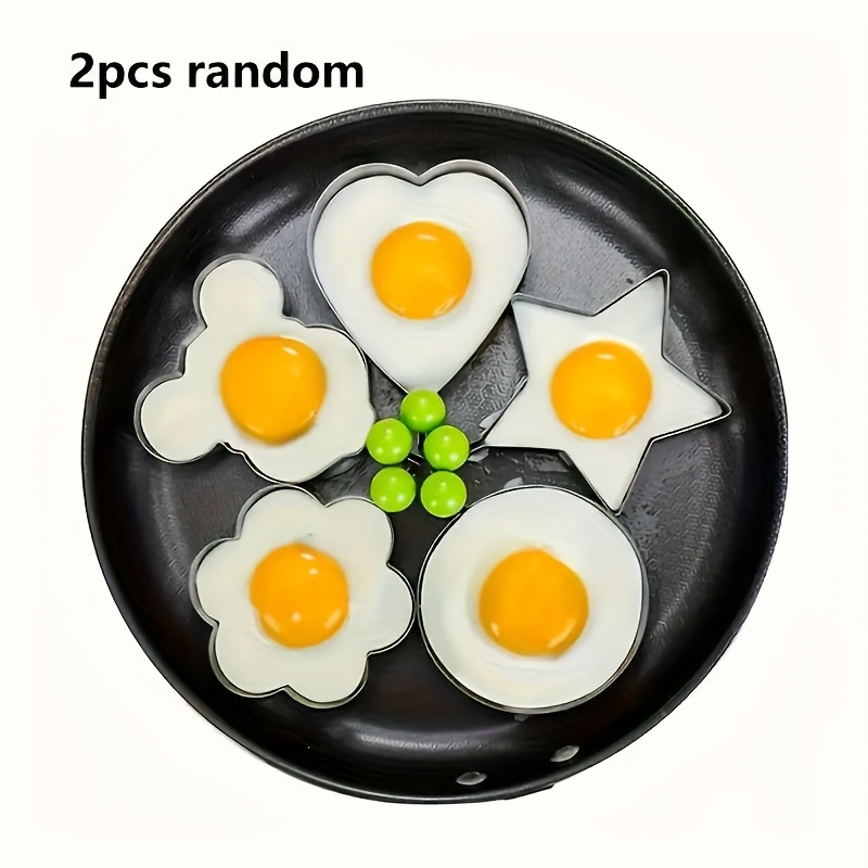 Image of Random Style Egg Mold Set - Heart, Star, Flower, Round Shapes - Metal Breakfast Shaping Tool Kit, Ideal For , Essential For Halloween, Black Friday, And Christmas Kitchens