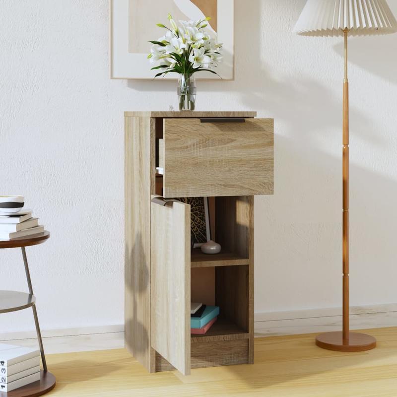 TEMU Dressoir 30x30x70cm Bewerkt Hout Eikenkleurig, Bedroom Furniture, Contemporary Furniture, , Durable Furniture, Compact Cabinet, Storage