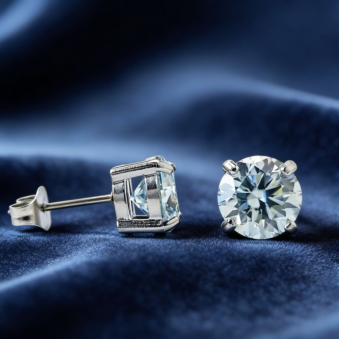 Women's Elegant Light Blue Synthetic Moissanite Earrings