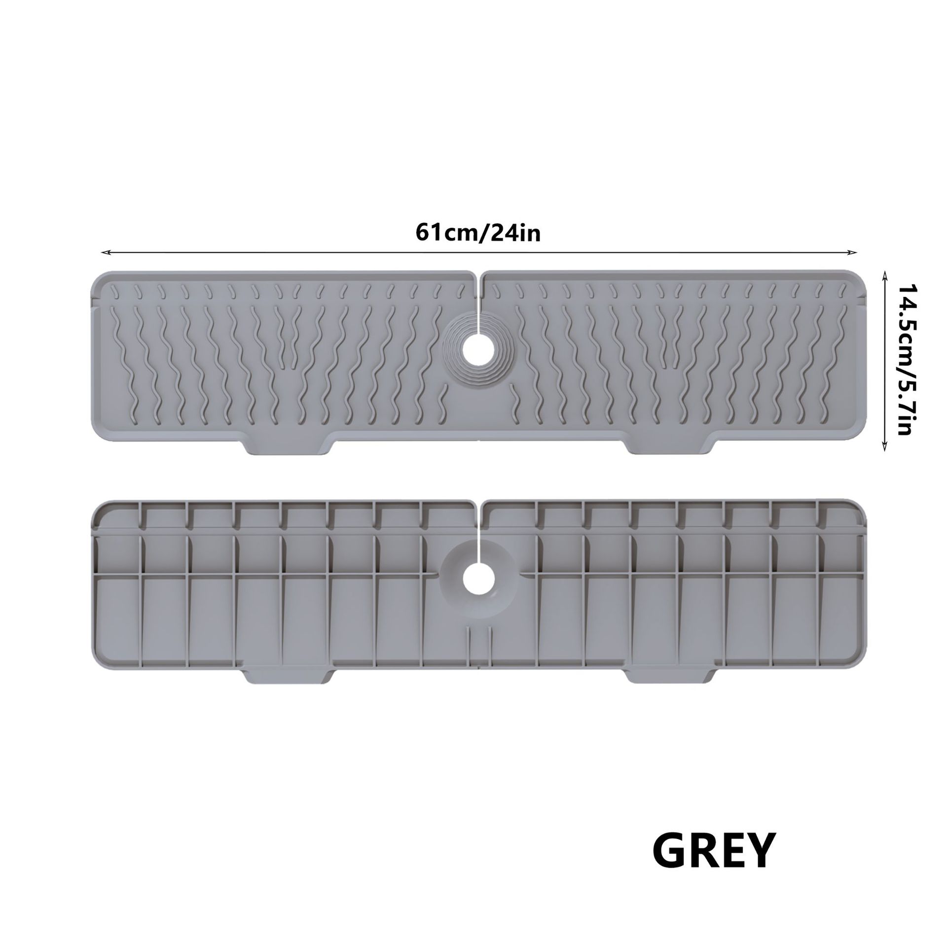 TEMU Wavy Textured Sink Anti-slip Mat, Anti-slip Silicone Splash Guard, Foldable Faucet Splash Cover, Large Size (24.02×5.71×0.66 Inches), 5-degree