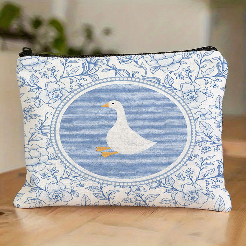 TEMU Beauty case grande in porcellana blu e a forma di , stile country. per organizzare e riporre trucchi, prodotti per della pelle, articoli da