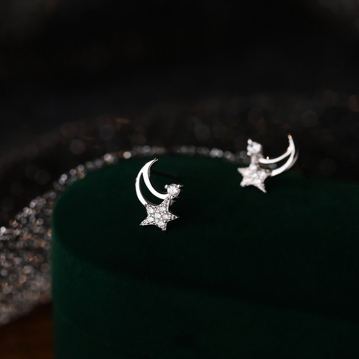 Plated Moon & Star Earrings, Elegant Gift for Women