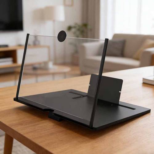 hd version mobile phone screen magnifying glass pull out creative stretch 3d mobile phone holder magnifying glass black