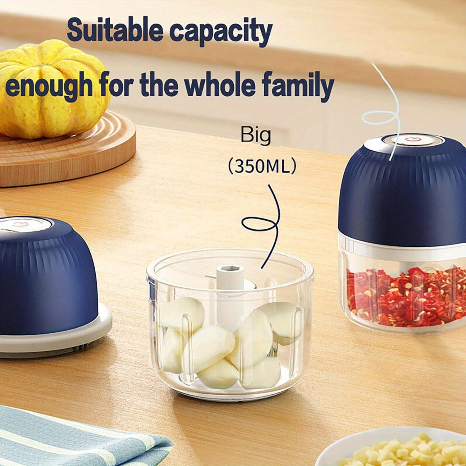 mini food processor wireless set, 11.83oz capacity,   chopper, usb rechargeable battery vegetable chopper, wireless electric meat mixer grinder (blue), kitchen gadget,  , durable construction, kitchen gadget, home cooks, meal prep,  , sturdy build, busy professionals, food preparation, modern kitchenware,   build, busy families Product details 2