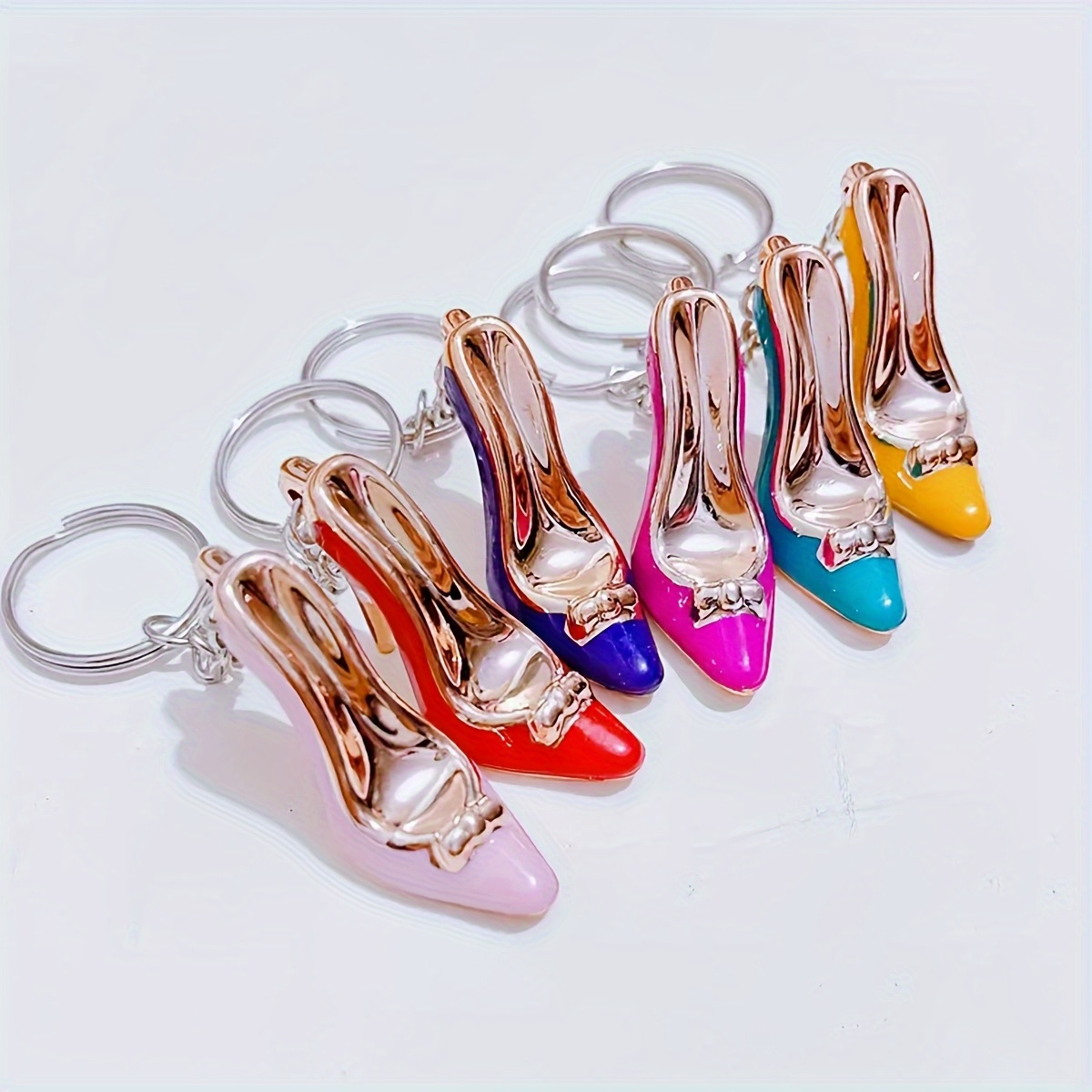 TEMU 4pcs Acrylic Simulation High Heel Shoe Keychain, Fashion High Heel Key Ring, Bag Charm, Key Pendant, Party Gift, Perfect Gift, Random Color