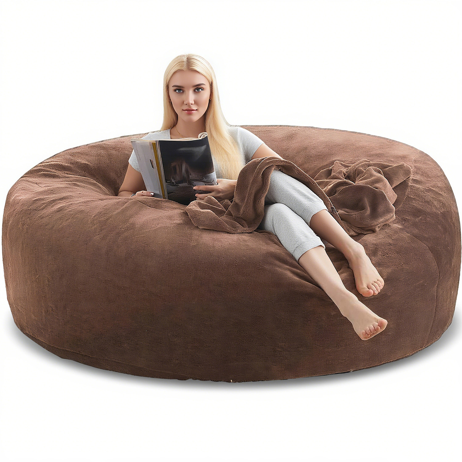 Large 4ft/5ft/6ft Bean Bag Chair Compatible for Adults - Oversized Sofa Bed Lounger with Memory Foam & Micro Velvet Cover, Soft Foam-Filled Furniture, Multi-Color Options (No Assembly) for Living Room, Bedroom - Ideal for Adults & - Image 15