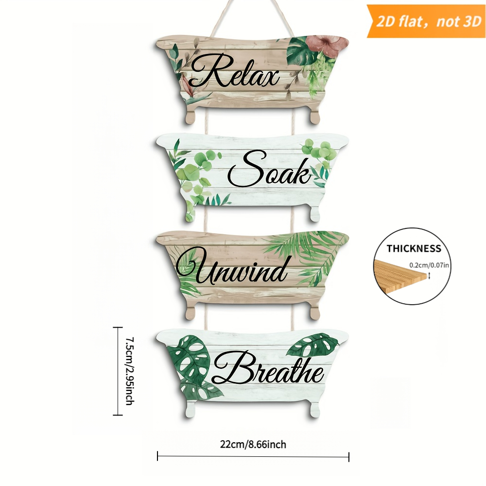 TEMU 2d Flat, Life - Wall-mounted Decorative Sign With English , Rustic Farmhouse Bathroom Decor, Ideal Gift For Home Or Spa , Home Decor | Country