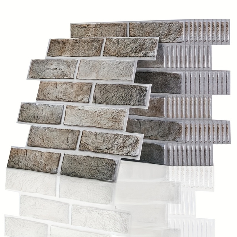 TEMU 20 piezas de calcomanías de pared de espuma con de ladrillo autoadhesivas | Paneles de pared con de ladrillo despegable y pegable | Fáciles de