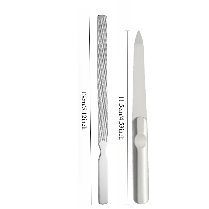 4pcs Stainless Steel Double-Sided Nail Files, Durable Tools