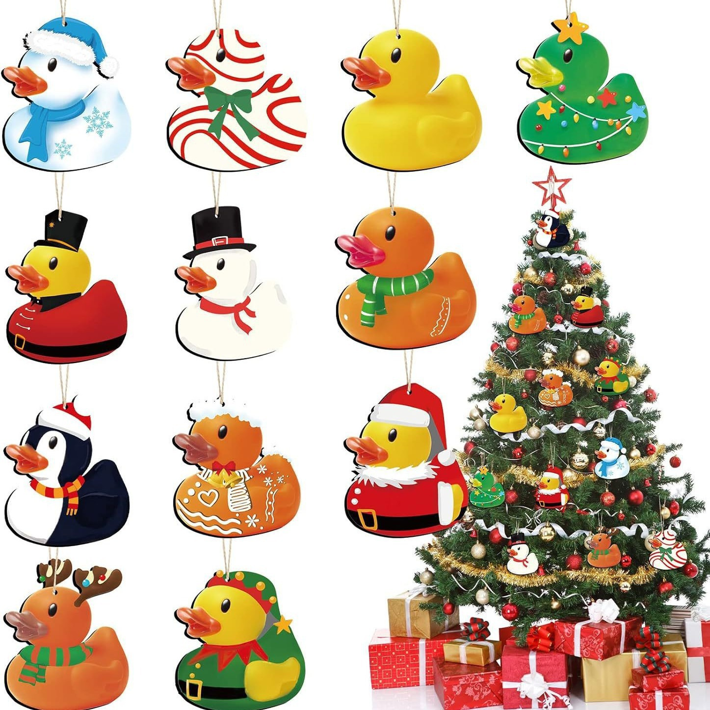 TEMU Ornement de Sapin de Noël Canard en Bois - Parfait pour les Décorations de Fête, Pas de Pile , Idéal pour Noël