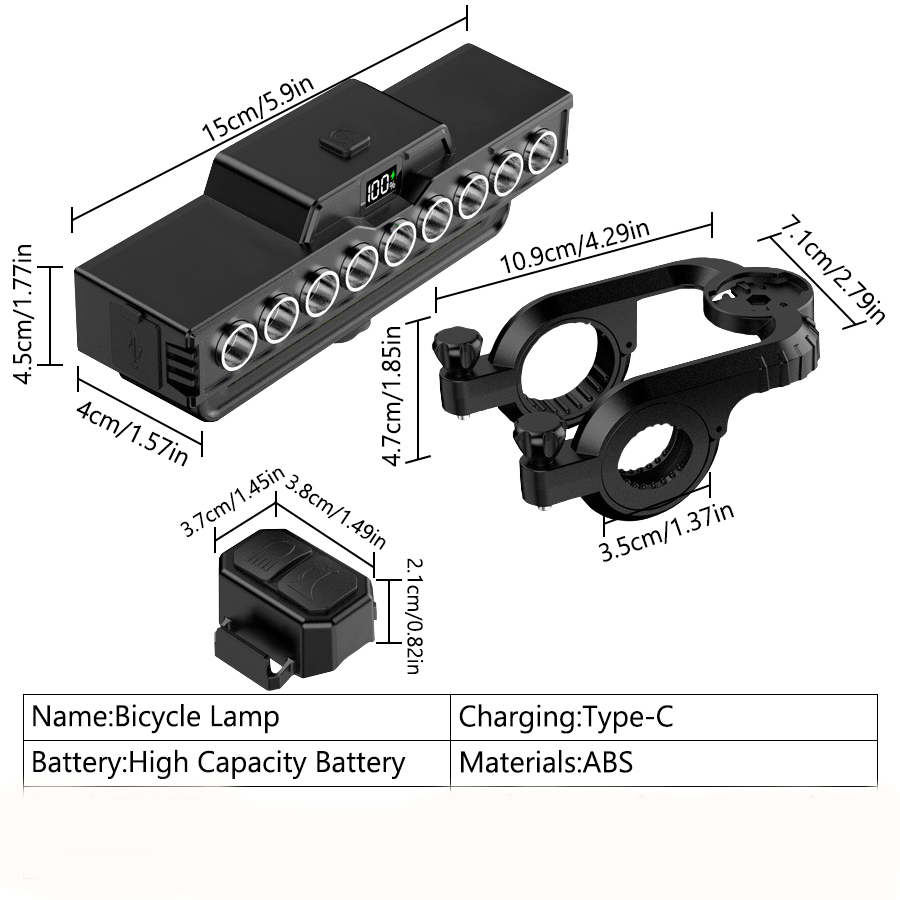 IPX6 Bicycle Light Kit, Front & Rear Lights with Warning Modes