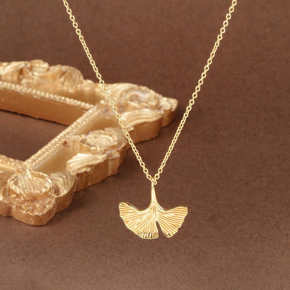 Ginkgo Leaf Pendant Necklace, Without Box