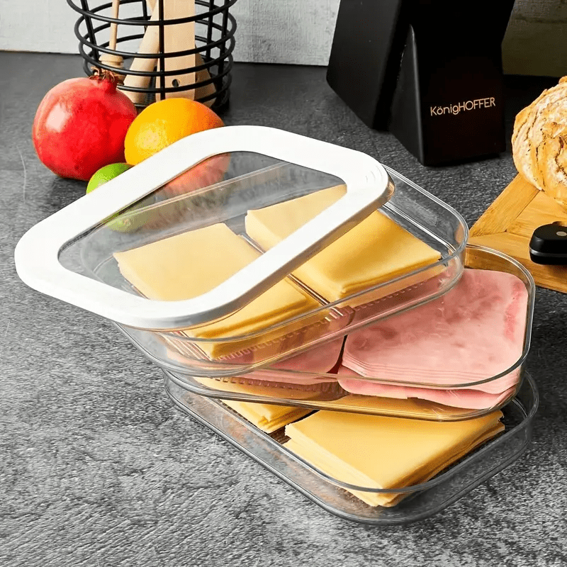 1pc Food-Grade Sealed Container with Lid, No Electricity Needed, 3 Layer Transparent Food Storage Box, Food Contact Plastic Box, Fridge Organizer Food Preservation Box, Rectangular Shape, Pantry Storage, Stackable Design, Spacesaving Storage