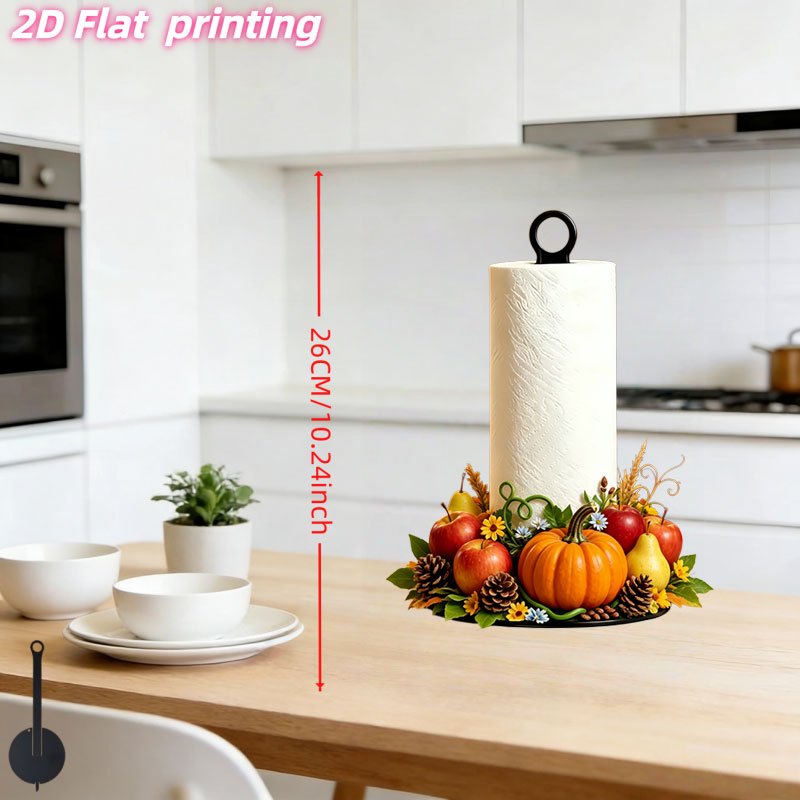 TEMU 2d Flat Printing Kitchen Paper Holder - 1pc Pumpkin Fruit Shaped Kitchen Tissue Holder, Creative Desktop Countertop Roll Paper Holder, Resin