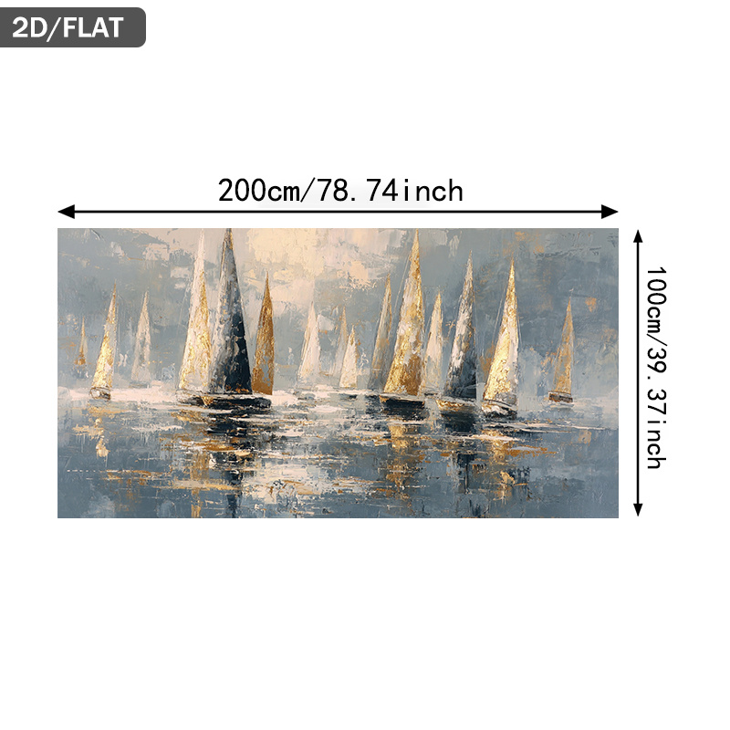 TEMU Stampa su tela astratta senza cornice, 2D Flat, 2D Flat, con barche a vela in acqua, misura 39.37 x 78.74 pollici (100 x 200 cm), perfetta per