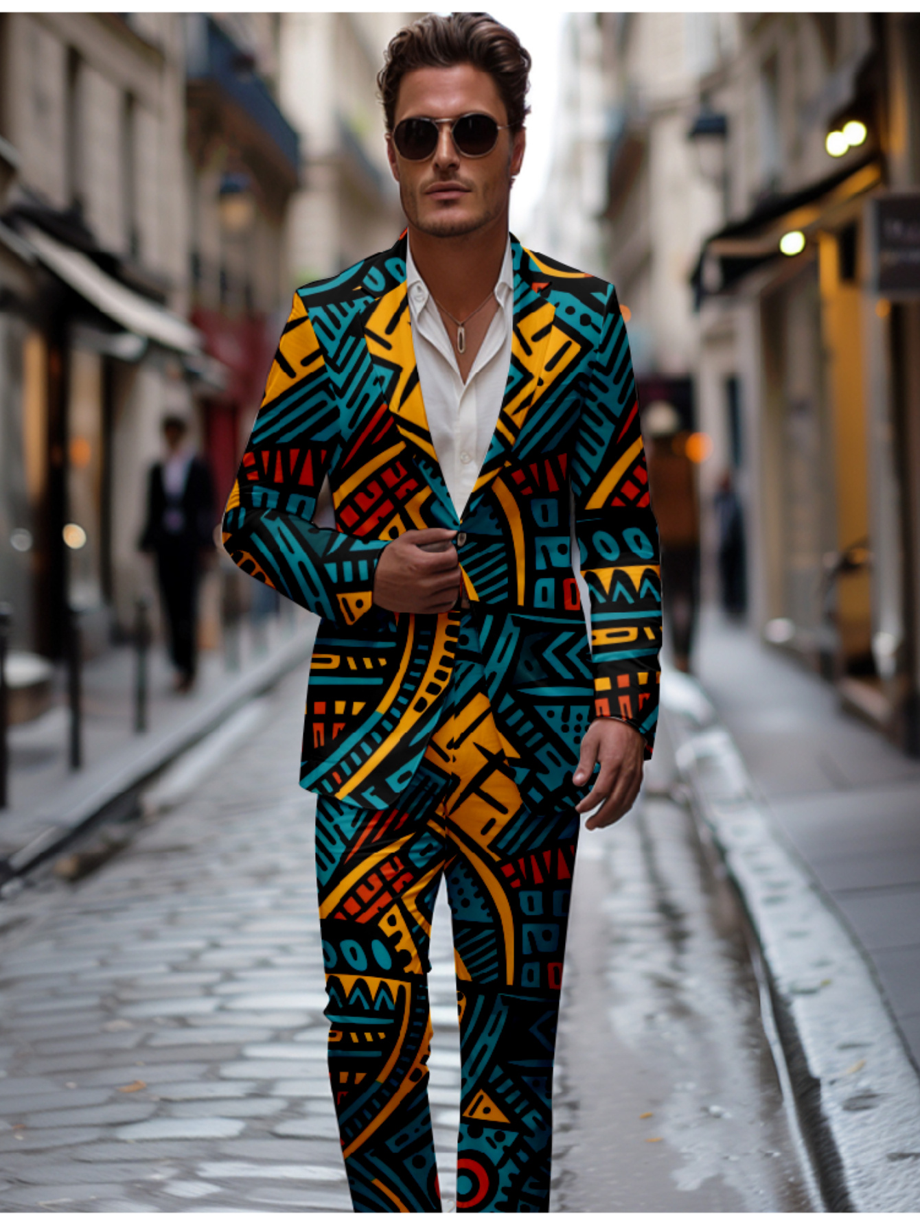 Costume 2 Pièces Homme Brillant - Veste Et Pantalon Coupe Ajustée Stretch - Tenue Classique Bureau, Soirée