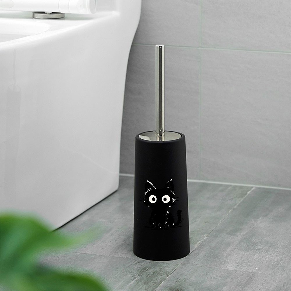 TEMU 1pc Cute Cat Pattern Circular Toilet Brush With Storage Holder, Freestanding Deep Cleaning Toilet Brush For Bathroom Cleaning, Household Durable
