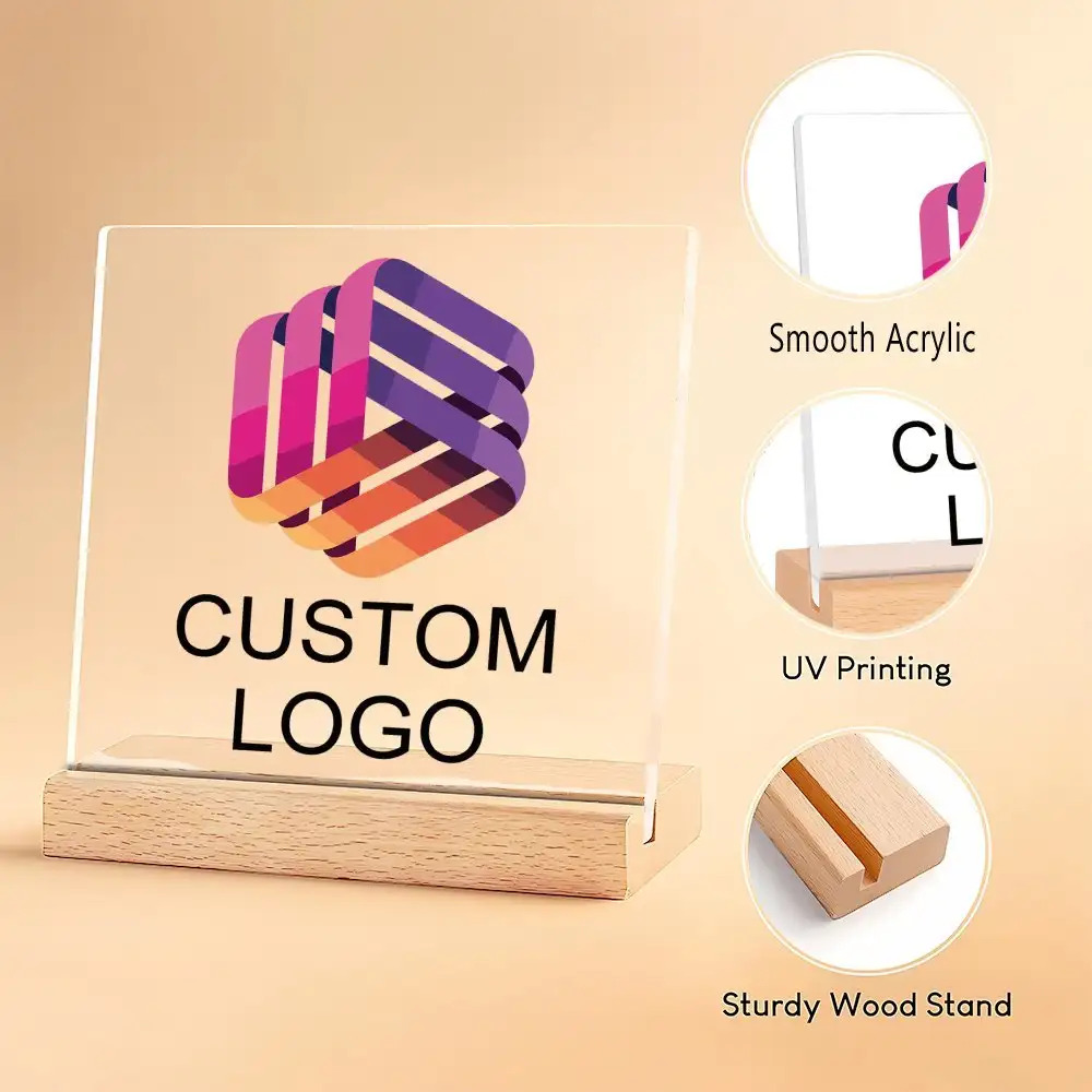 TEMU 2D Flat - [2D Flat] 1 Stück Anpassbares Acrylschild, personalisierte Firmen-Desktop-Dekoration, geeignet für Firmenrezeption - Innen- und