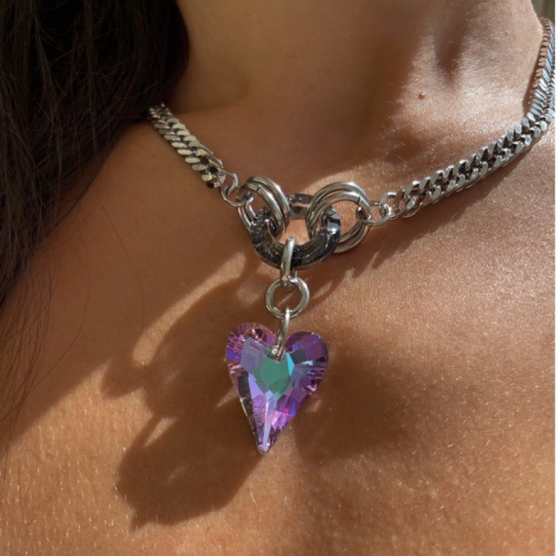 TEMU A Vibrant Heart-shaped Pendant Necklace, A Trendy Accessory That's