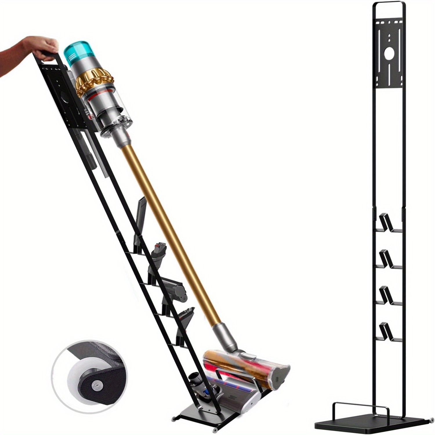1pc Vacuum Cleaner Organizer Stand, Hanging Rack, No Punch Floor Stand, Vacuum Cleaner Organizer, Hanger, Floor Stand With Wheels