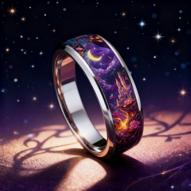 Dreamy Unisex 304L Stainless Steel Wish Bottle Ring with Star and Moon