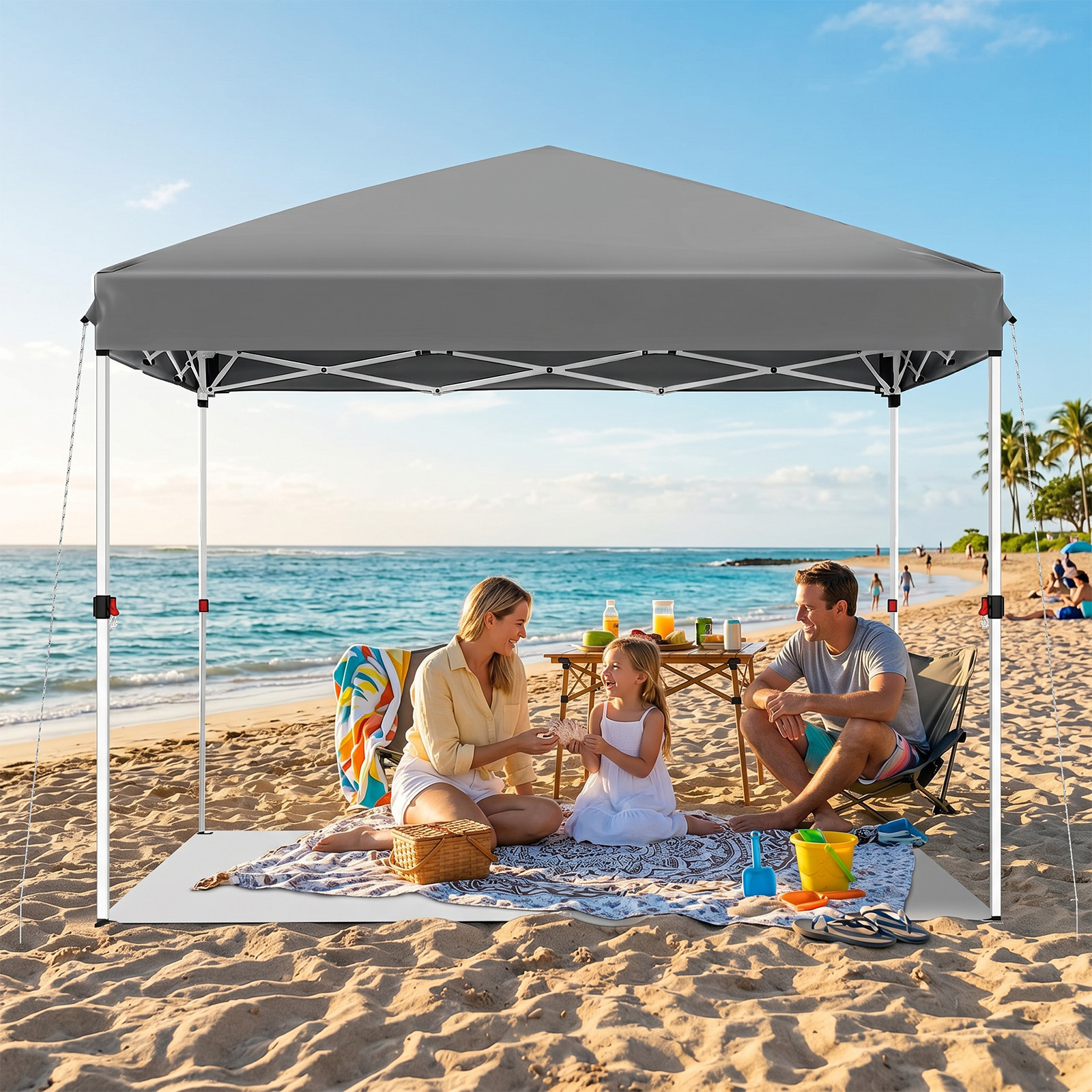 Image of Sunula Folding Gazebo 3x3 Stable Winterproof, Pop Up Gazebo 3x3m With Thickened Tubes, Quickly Foldable And , For Camping, Folding Party Tent, (grey/khaki, 3x3 Without )