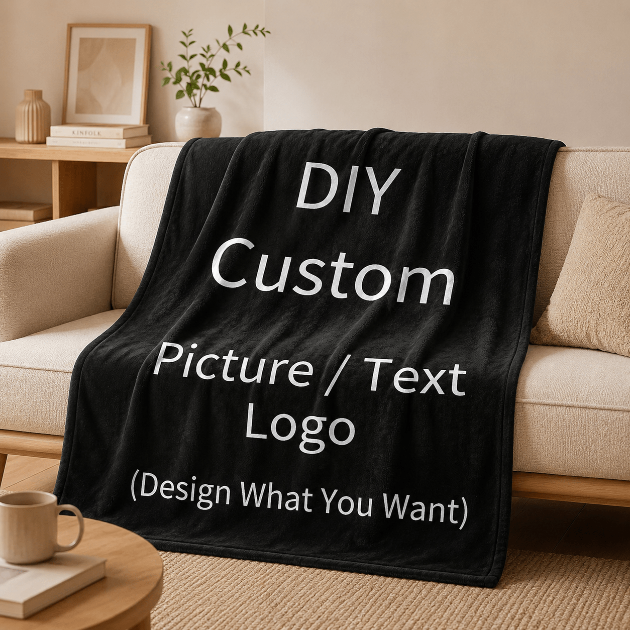 DIY Custom Picture Text Logo Flannel Blanket, Unique Gift