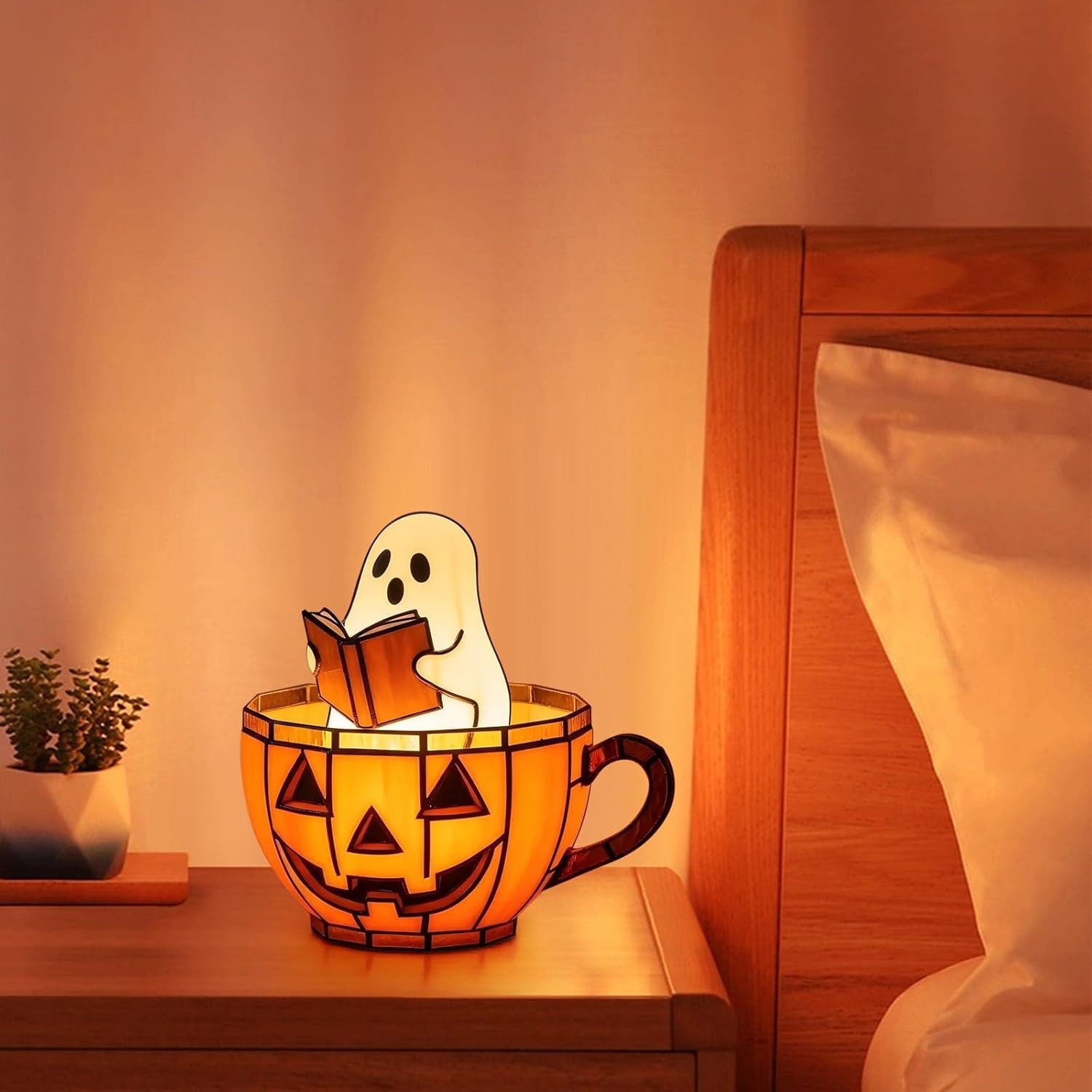 reading book lamp handmade halloween ghosts reading night light up adorable reading night light halloween decor flickering night light for readers book lover bedtime lamp study lamp whimsical lighting cute decor lightweight design plastic lamp decorative lamp touch control lamp room decor halloween enthusiasts Product details 4