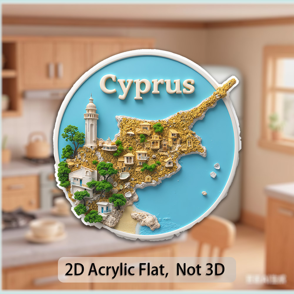 TEMU 1 Cyprus Exploration Fridge Magnet- Island Map With Backing, Acrylic Cyprus-themed Decoration, Travel Souvenir And Geographical Display, Cyprus