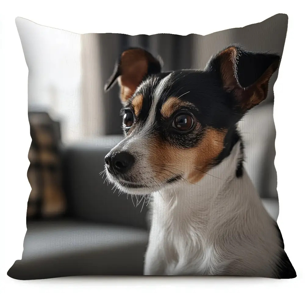 TEMU 1pc Retro Terrier Double-sided Printed Pillowcase- Zipper Design, Machine Washable, Suitable For Living Room, Bedroom, Dormitory Decoration( Not