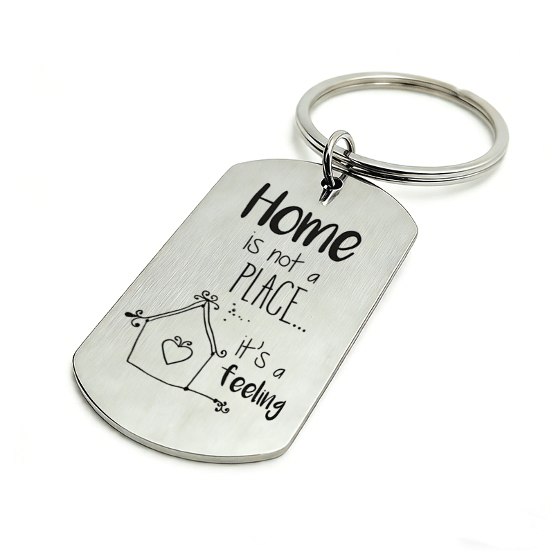 TEMU 1pc Iron Keychain With Handwritten " Not A ... A Feeling" And Drawing | Ideal For Family, Renters, And Lovers, Warm Gift For And Colleagues