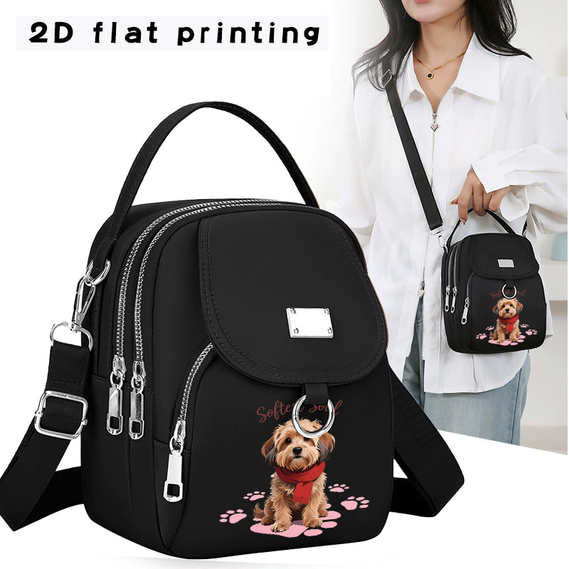 TEMU 1pc Dog Print Crossbody Messenger Bag - Lightweight Adjustable Strap, Cuban Pet-themed Unisex Handbag For &, Casual Daily ,, - Durable -like (