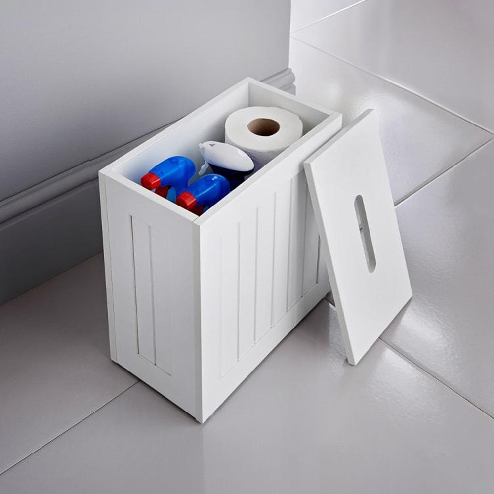 white toilet cleaning product storage   unit bathroom unit tidy case holder