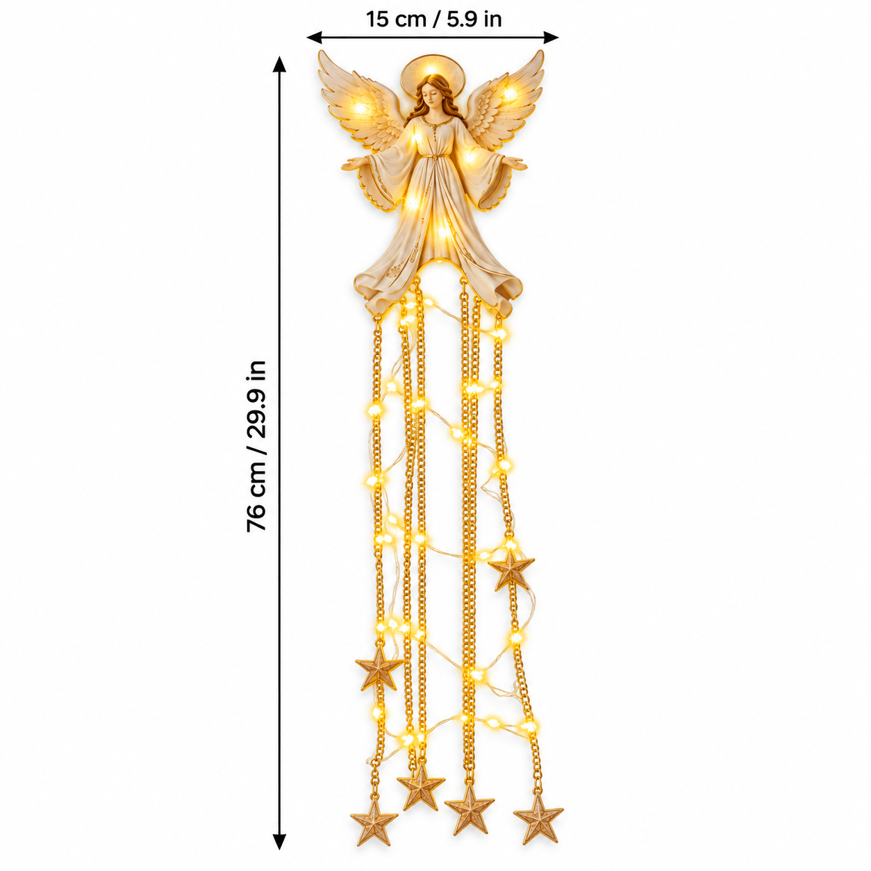 TEMU Lighted Wall Hanging Christmas Decoration Warm White Led Star Pendant Hanging Ornament 76cm Tall For Door Window Wall Fireplace Indoor Decor