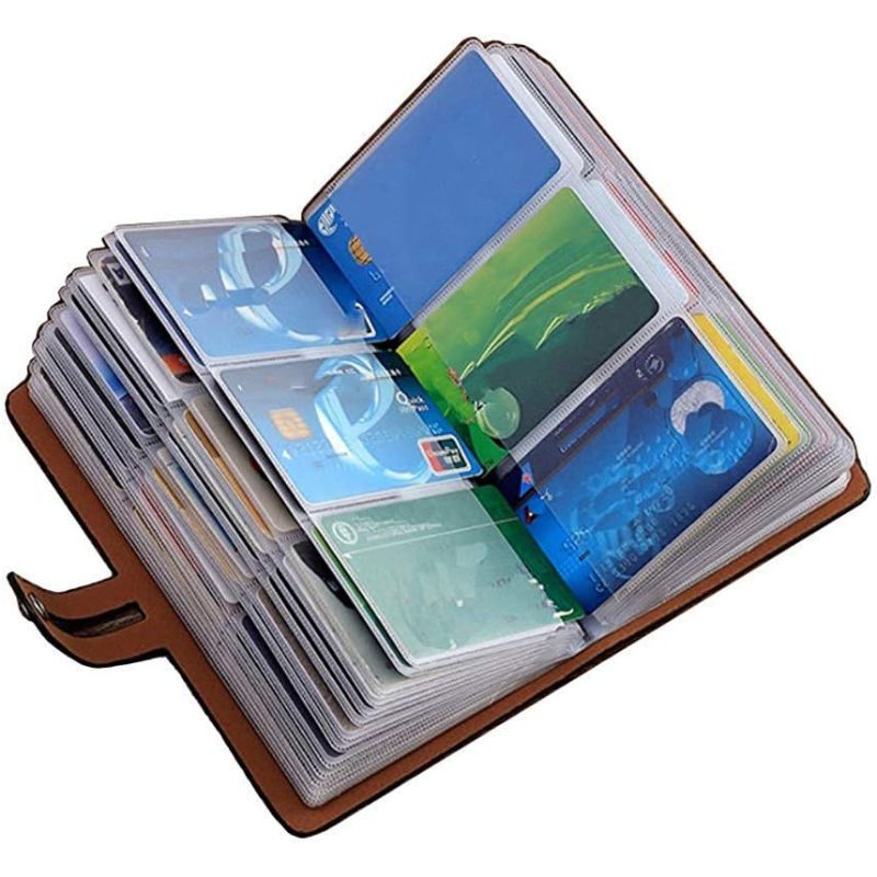 TEMU My Rfid Credit Card Holder With Card Organizer, Leather Business Card Holder For Men And Women, 96 Card Slots (black)