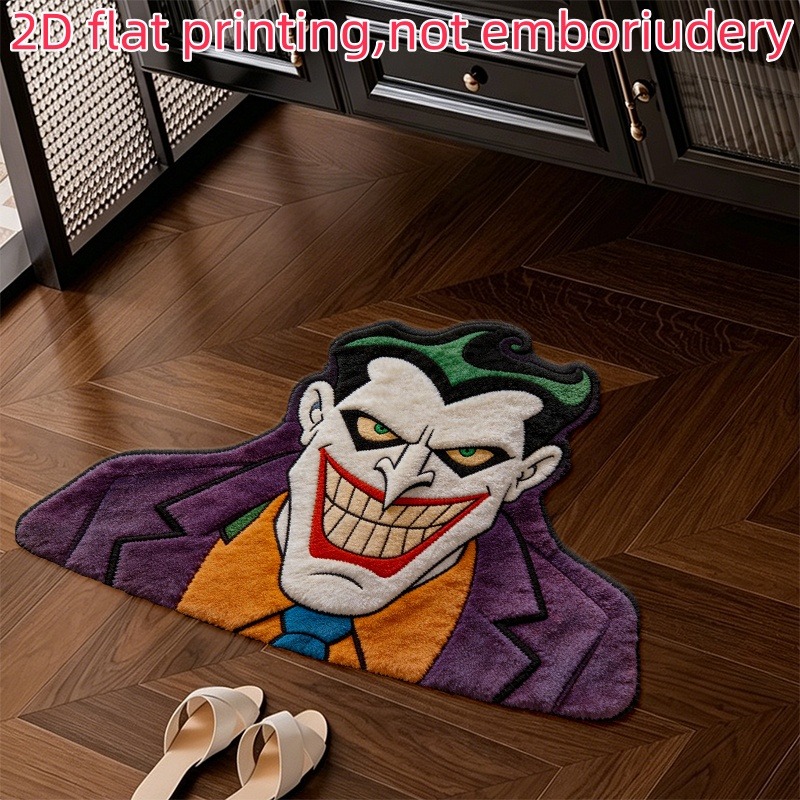 TEMU Wb Warner . Joker Suitable For Bedroom, Living Room, Kitchen Floor Mat With Iconic Joker, Irregular Shape Non-slip Machine Washable Suitable For