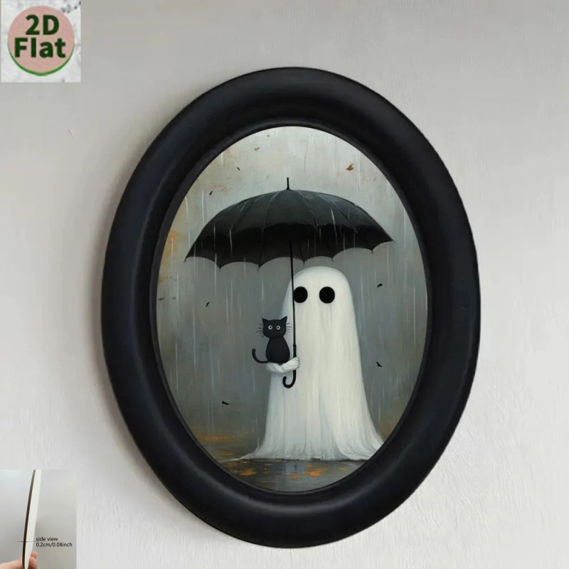 TEMU 2d Flat Elliptical Wooden Wall Art, Handheld, Handmade Gothic Decor, Halloween, Thanksgiving, And Victorian Dark Home Halloween Christmas