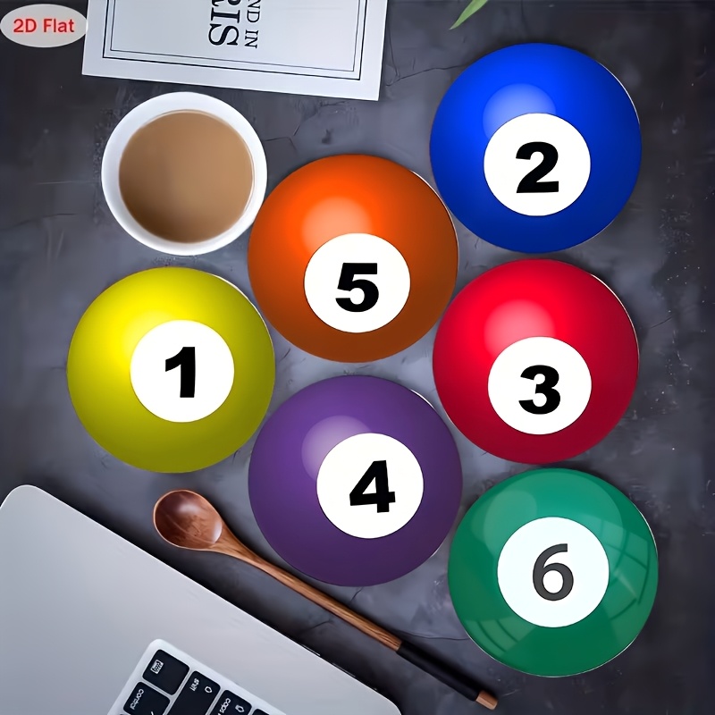 TEMU 6pcs Set Of Billiard-themed Wooden Coasters, Suitable For Tea Cups, Coffee, And Beverage Mugs, Ideal For Home And Dining, A Christmas Gift For