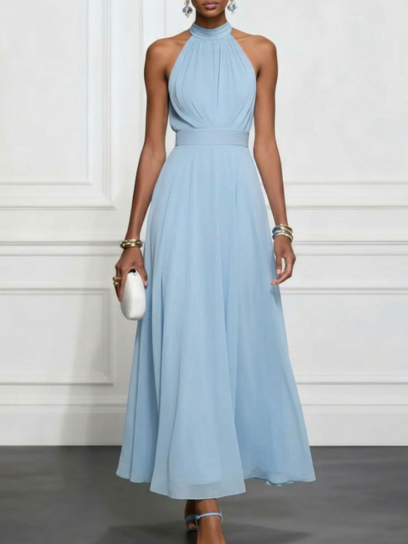 maxi floral blue dress Layla Tulle Maxi Dress — Dusty Blue Floral main image 0