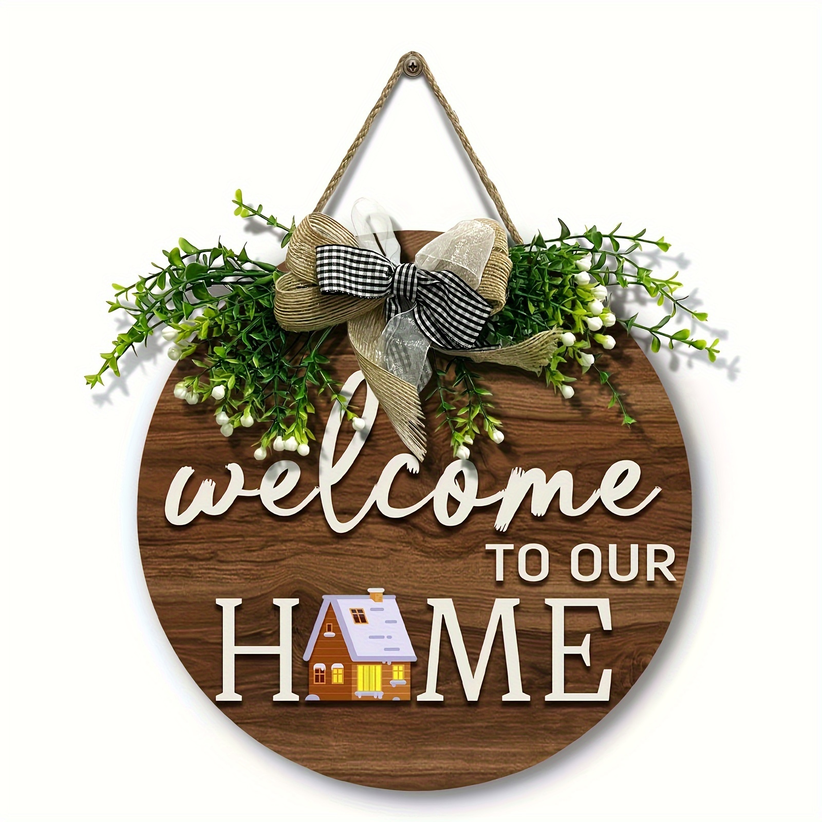 1pc welcome house sign christmas decoration wooden round